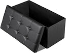 SUPER DEAL 30 inches Folding Ottoman with Storage, Bedroom Footrest Bench, Rectangle Sotrage Chest for Living Room Entryway, 30"x15"x15", 85L, Faux Leather, Black by CozyNest Decor