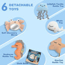 Baby Play Mat, Oversize Shell Tummy Time Mat with 6 Detachable Baby Activity Toys, Baby Gyms & Playmats for Babies 0-6 Months, Baby Mat for Floor Newborn Baby Shower Gifts (Beige) by TinyTreasures Baby Boutique