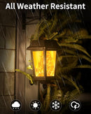 Solar Lanterns Outdoor Waterproof, Hanging Solar Lights with Glass Shade - 2 Pack LED Metal Wall Mount Outdoor Light for Yard/Garden/Patio - Flame by GreenHaven Gardens
