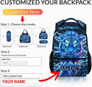 Boys School Backpack, Personalized Tiger Backpacks with Name for Kids Kindergarten Primary Senior Middle, 17 Inch Durable Personalized Cool Lightning Bookbag for School by TinyTreasures Baby Boutique