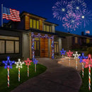Solar Pathway Lights Outdoor 4th of July Decorations, 2 Sets of 6 Red White and Blue Star Walkway Lights With 180 LED, Waterproof Remote Control Timed Patio for Lawn Garden Decor by GreenHaven Gardens