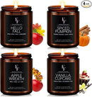Fall Candles Set, 4 Pack Candles for Home Scented Natural Soy Wax, Autumn Gifts Set for Women Men, Fall Fragrance of Spice/Vanilla Cupcake/Apple Wreath/Hello Fall by CozyNest Decor