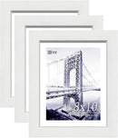 VCK 8x10 Picture Frames Set of 3, White Solid Wood Picture Frame, Textured Exclusive Wall Gallery Frame by CozyNest Decor