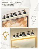 FEMILA Black 6 Light Bathroom Vanity Light, Vintage Bathroom Light Fixtures Over Mirror, E26 Base, 4FG59B-6W BK by CozyNest Decor