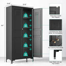 Metal Storage Cabinet with Doors and Shelves,Black Storage Cabinet with Leg,Metal Pantry Cabinets,Ventilated Pantry Closet,Tall Large Cupboard for Home,Kitchen,Dining/Living/Laundry Room by CozyNest Decor