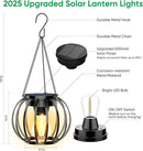 Solar Lanterns Outdoor Waterproof: 2 Pack Solar- Powered Metal Hanging Lights for Patio Garden Porch Yard - Weatherproof Auto On/Off Bright LED Decorations - Gardening Gifts for Women Mom by GreenHaven Gardens