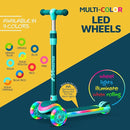 3-Wheel Kids Scooter with Multi-Color Lights on Deck & Wheels – 5-Height Adjustable Handlebar, Wide Anti-Slip Deck, Child Safety Certified, Boys & Girls Ages 3+ Supports Up to 150 lbs by TinyTreasures Baby Boutique