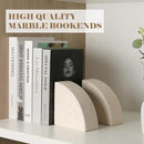 Marble Bookend for Shelves, Non-Skid Bookends for Heavy Books, Heavy Duty Book Stopper for CDs, Luxury Book Shelf Holder, Quarter Circle Design Book Ends Decorative, Moleanos Beige, Set of 2 by CozyNest Decor