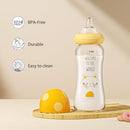 YOHKOH Natural Glass Baby Bottle with Natural Response Nipple, Newborn Anti-Colic Baby Bottles, Wide Neck Mushroom Cap Baby Bottle, Clear (8.8ounce (Pack of 4), Yellow1) by TinyTreasures Baby Boutique