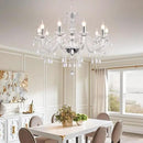 Modern Elegant 10 Lights K9 Crystal Glass Chandelier Silver Pendant Ceiling Lighting European Style for Dining Living Room Bedroom Transparent, 10 E12 Bulbs Required by CozyNest Decor