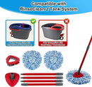 Spin Mop Head,Mop Handle,Base,Brush Compatible with Ocedar RinseClean 2 Tank Spin Mop System,2 Microfiber Spin Mops Replacement Head,4 Section Iron Mop Handle 30-58",Base and Scrub Brush Combo Set by CozyNest Decor