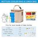 Breastmilk Cooler Bag with Ice Pack Fits 6 Baby Bottles Up to 9 Ounce, Baby Bottle Bag with Shoulder Strap for Nursing Mom Daycare, Cream by TinyTreasures Baby Boutique