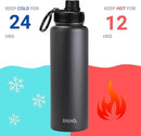 DRINCO Stainless Steel Water Bottle Spout Lid Vacuum Insulated Double Wall Water Bottles Wide Mouth (40oz 32oz 22oz 18oz 14oz) Leak Proof Keeps Cold or Hot (40 oz, 40oz Black) by CozyNest Decor