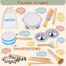 Montessori Musical Instruments for Toddlers, Wooden Baby Music Set with Drum, Flute, Clarinet, Chime Bar, Bells Cymbals, Natural Sensory Learning Toys for Boys Girls 1-3 Years Old by TinyTreasures Baby Boutique