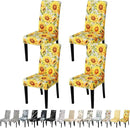 JQinHome Pattern Chair Covers for Dining Room Set of 4, High Stretch Removable Washable Parsons Chair Slipcover for Home Party Hotel Wedding Ceremony (Sunflower,4PCS) by CozyNest Decor