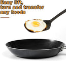 FJNATINH Stainless Steel Wok Spatula,Slotted Spatulas,Ladle,Skimmer Ladle Tool Set,Mirror Polished Cooking Utensils Kitchen Cookware, Pack of 4,Black by CozyNest Decor