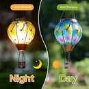 Dragonfly Solar Hot Air Balloon Lantern with Flame, Glass Hot Air Balloon Solar Lantern Outdoor Waterproof, Decorative Hanging Hot Air Balloon Solar Light for Outside Garden Patio Yard by GreenHaven Gardens