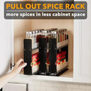SpaceAid Bamboo Pull Out Spice Rack Organizer for Cabinet, Heavy Duty Slide Out Seasoning Kitchen Pantry Sliding Vertical Organization, 7.6" Wide, 3 Drawers(2" Wide), 2-Tier, Black by CozyNest Decor