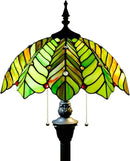 Tiffany Floor Lamp Stained Glass Lamp Standing Reading Light 16x16x70 Inch for Living Room (Amber Green Beach Coconut Tree Style) by CozyNest Decor
