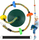 Tree Swing Climbing Rainbow Rope, Heavy Duty Swing Disc Seat Replacement for Kids with Hanging Strap and Platform Carabiners Indoor/Outdoor Playground Accessories (Green) by TinyTreasures Baby Boutique