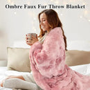 Bcareself Faux Fur Blanket Two Sided Ultra Soft Fluffy Reversible Fuzzy Throw Blanket for Women Men Double Sided Ombre Faux Luxe Faux Fur Thick Minky Blanket for Couch Bed by CozyNest Decor