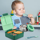 Bento Lunch Box for Kids with 8oz Soup Thermo&Lunch Bag, Leak-Proof Lunch Food Containers with 4 Compartment, Hot Food Insulated Food Jar for Kids School (Green) by TinyTreasures Baby Boutique
