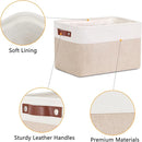 DULLEMELO Fabric Storage Bins, Storage Baskets for Organizing, Collapsible Rectangular Fabric Baskets for Shelves, Empty Gift Baskets (3-Pack Medium-15 inch X 11 inch X 9.5 inch , White&Khaki) by TinyTreasures Baby Boutique