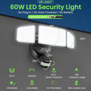 ALUSSO® LED Security Lights Motion Sensor, 60W 6000LM 3 Modes Flood Lights Outdoor Motion Sensor, 3CCT 3 Heads Outdoor Security Light Wet Location Use for House Garage Yard Walkway Black