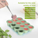 Baby Food Storage Container - 1.5oz x 12 Pods Silicone Freezer Tray with Lid for Homemade Baby Food, Fruit Purees, Vegetable & Breast Milk (Green) by TinyTreasures Baby Boutique