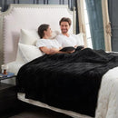 Cozy Bliss Checkered Large Faux Rabbit Fur Black Queen Bed Blanket, Soft Fuzzy Fluffy Minky Furry Plush Blankets for Couch, Bed, Adults (90 * 90 Inches Black) by CozyNest Decor