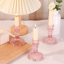 12Pcs Pink Candlestick Holders Set- 4" H Taper Candle Holders Bulk, Glass Candle Holders for Wedding, Party, Romantic Dinner Table Centerpieces, Festival Gifts & Windowsill Decor by CozyNest Decor