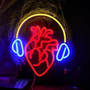 Heart With Headphone Neon Sign USB Power Music Heart Neon Light Dimmable Music Lover Led Art Sign Wall Decor for Bedroom Bar Party Studio Unique Gift for Music Enthusiasts by CozyNest Decor