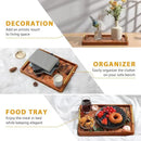 Wooden Serving Tray with Handles Mat, Decorative Coffee Table Trays, Wood Ottoman Tray for Serving Food Drink Breakfast Dinner,1 Pcs by CozyNest Decor