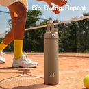 Insulated Water Bottle with Straw - Encool Stainless Steel Water Bottle, Leak-Proof, BPA-Free, Double Wall Vacuum Keeps Cold for 24 Hours for Sports, Travel, School (26 oz, Raw Umber) by CozyNest Decor