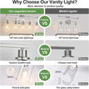 5-Light Bathroom Light Fixtures, Brushed Nickel Bathroom Vanity Light with Clear Glass Shades, Modern Bathroom Wall Lamp for Mirror Living Room Cabinet Bedroom Porch by CozyNest Decor