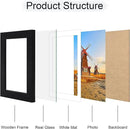 4x6 Picture Frame Set of 4, 4 x 6 Wood Photo Frames with Mat for 3.5x5, Wooden Frame with Real Glass Cover for Wall and Tabletop Display,Black by CozyNest Decor