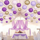 Paper Lanterns Purple Gold Round Hanging Chinese Lanterns for Birthday Baby Shower Bachelorette Party Decorations Pack of 12 by CozyNest Decor