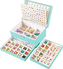 Earrings Jewelry Box for Girls, 5 Layers Jewelry Organizer with Earring Holder Organizer for Girls Earring Organizer Jewelry Boxes for Women Earrings and Necklaces Jewelry Box Organizer Teal by TinyTreasures Baby Boutique