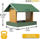 Poly Hanging Hopper Bird Feeder, Large Hanging Bird Feeder for Outside, Outdoors - Amish American Made (Turf Green & Cedar) by CozyNest Decor