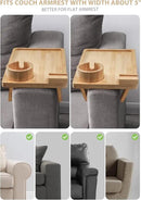 Sofa Arm Tray, Bamboo Large Couch Cup Holder, Portable Anti-Spill Sofa Armrest Tray for Beverage, Snacks, Phone, Remotes by CozyNest Decor