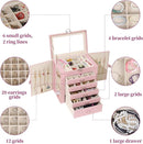 BOOVO Jewelry Box For women, 6 Layer Large Jewelry Organizer With Mirror, Multi-Function Storage Box With Lock, Accessory Holder With 5 Drawers, For Earrings Necklace Ring Bracelet (Pink) by TinyTreasures Baby Boutique