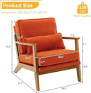 Karl home Accent Chair Wide Armrest Mid-Century Lounge Chair Linen Fabric Armchair with Lumbar Pillow & Solid Wood Frame for Living Room, Bedroom, Balcony, Burnt Orange by CozyNest Decor