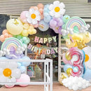 Daisy 219Pcs Balloons Garland Kit with Number 3 Balloon, Banner, Cake Topper, Rainbow Birthday Party Decorations for 3 Year Old Girl by TinyTreasures Baby Boutique