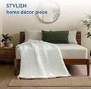 YnM Cooling Chunky Throw Blanket, Medium-Weight, Hand Knitted, Skin Friendly, Ventilated and Breathable, Machine Washable, Home Décor Piece for Couch, Sofa and Bed (White, 40x50 Inch) by CozyNest Decor