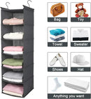 MAX Houser 6 Tier Shelf Hanging Closet Organizer, Closet Hanging Shelf with 2 Sturdy Hooks for Storage, Foldable (Grey) by CozyNest Decor