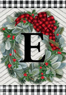 Winter Wreath Monogram Letter E Garden Flag 18" x 12.5" Briarwood Lane by GreenHaven Gardens