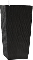 30in Tall Large Plant Pots Planter-Self-Watering Indoor/Outdoor Planting with Drain Holes, Water Level Monitor, Inner Bucket for Front Porch Patio, Black Large by CozyNest Decor