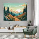 HZOHNAGO Mountain Tapestry Forest Mountain Sunrise Road Pattern Printed Wall Tapestry Wall Hanging for Bedroom Living Room Dorm 80" W x 60" H by CozyNest Decor