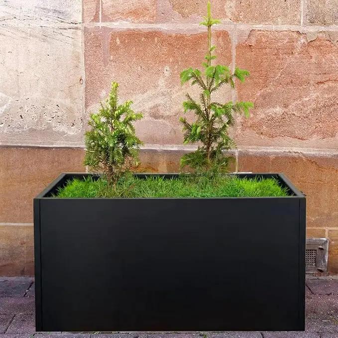 Black Planter Box Galvanized Steel Metal Planter Rectangular Indoor Large Outdoor Planters Steel Metallic Heavy Flower Pot 36In x 12In x 16In Commercial Residential for Patio, Deck, Backyard, Garden, photo 4 of 8