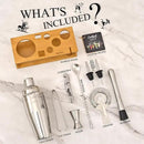 Bartender Kit Cocktail Shaker Set with Stand Bar Tool Bar Set for Drink Mixing Home Bartending Kit 11-Piece Bar Cart Accessories: Martini Shaker, Mixer Spoon, Jigger, Muddler, Strainer & Recipes Gifts by CozyNest Decor